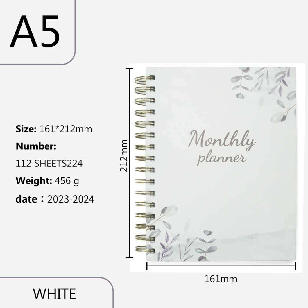 Wholesale Quality Ruled Spiral Monthly Planners or Agenda A5 with Month Dividers in 112 Sheets, Assorted 3-Pack