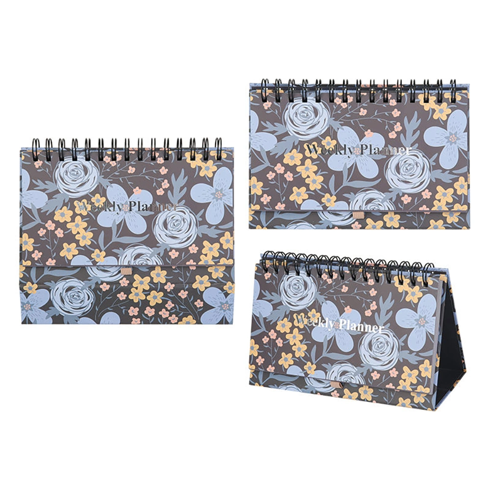 Portable Diary Journal Custom Flower Design Weekly Planners Spiral Notebook Memo Pad